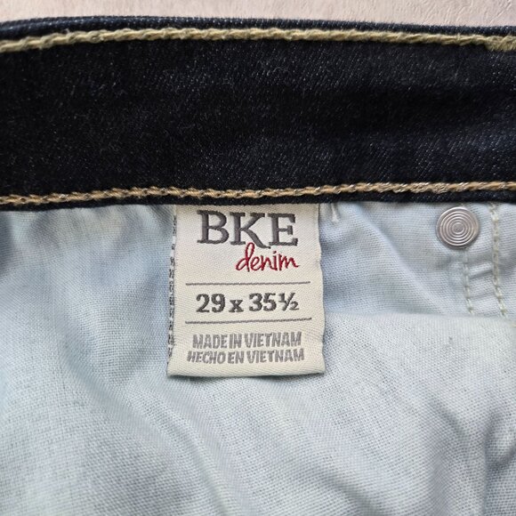 BKE Payton Straight Jeans High Waisted Dark Blue Casual Western Denim Sz 29 Long - Picture 8 of 11